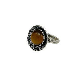 Sterling Silver Tiger Eye Ring Size 5 Rotating Spinning Fidget Ring 925 Jewelry